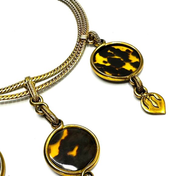 1990s Yves Saint Laurent Tortoiseshell Statement Bib Necklace & Bracelet Set - Picture 5 of 16